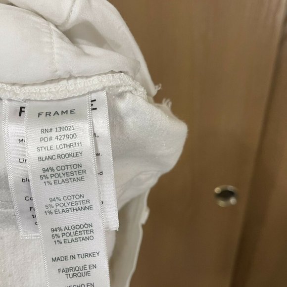 FRAME Denim Le Cutoff Denim Jean Distressed Shorts White Size 26 - Picture 6 of 6